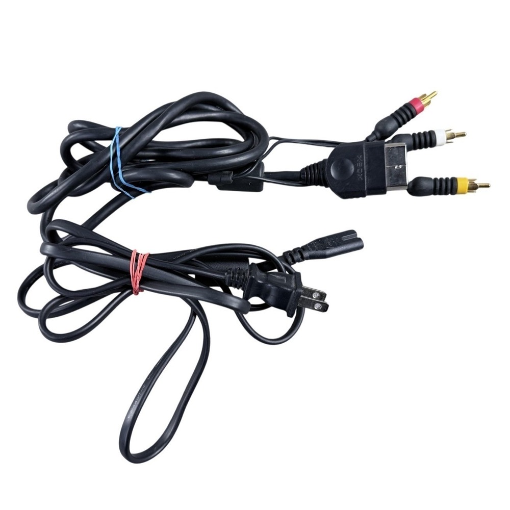 Original Xbox AV Composite Cable & AC Power Cord Black Wired Console Lot